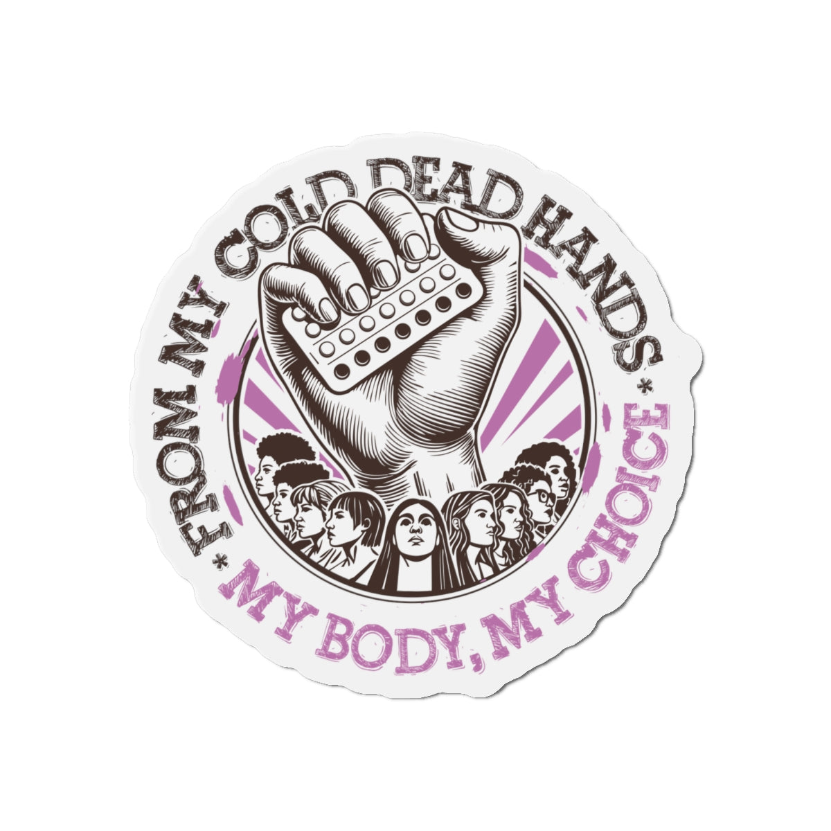 My Body My Choice Magnet, Black And Purple