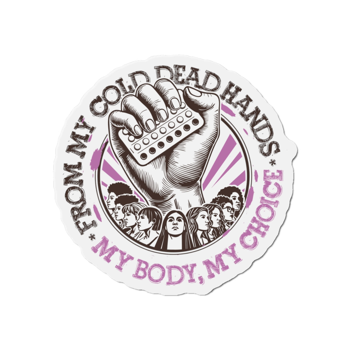 My Body My Choice Magnet, Black And Purple