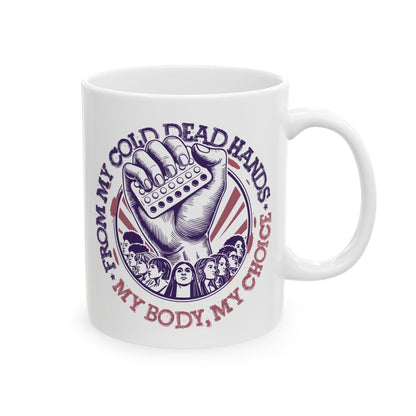 My Body My Choice Ceramic Mug, Navy And Brown (11oz, 15oz)