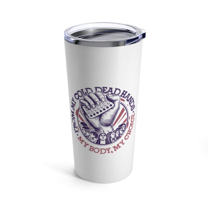 My Body My Choice Coffee Tumbler, Navy And Brown, 20oz