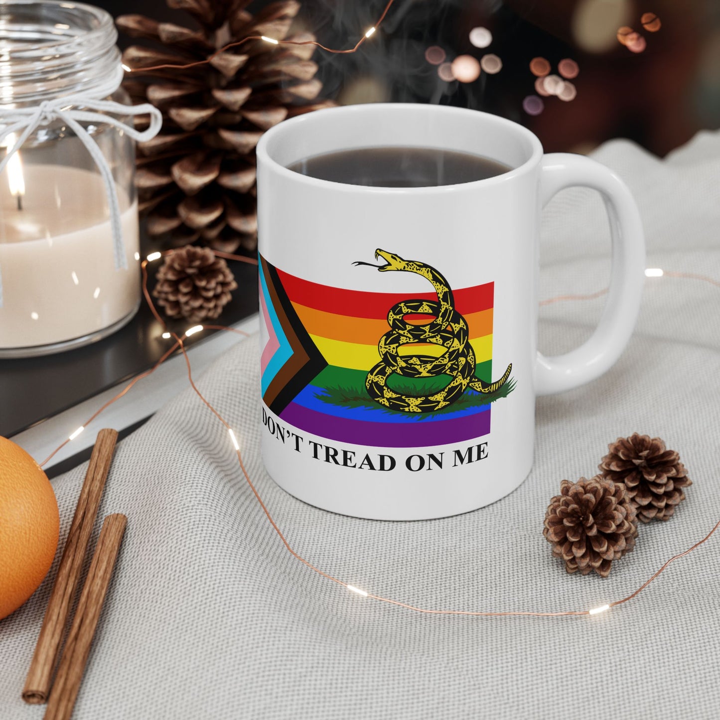 Progress Pride Flag - Don't Tread On Me - Mug (11oz, 15oz)