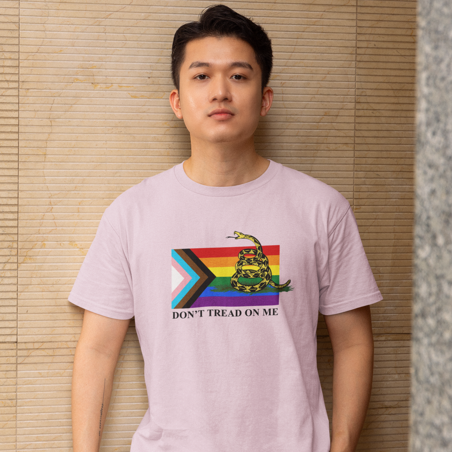 Progress Pride Flag - Don't Tread On Me - T-Shirt