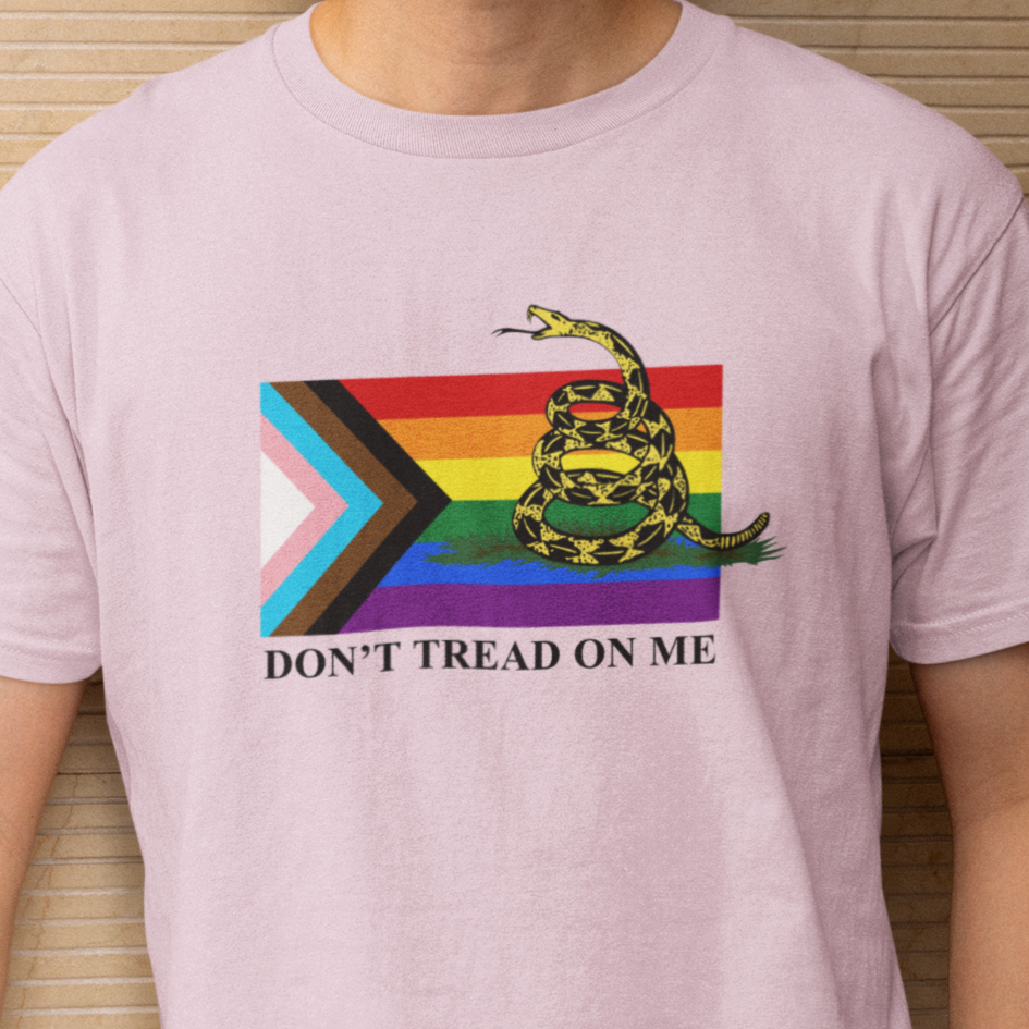 Progress Pride Flag - Don't Tread On Me - T-Shirt