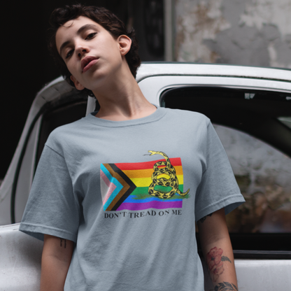 Progress Pride Flag - Don't Tread On Me - T-Shirt