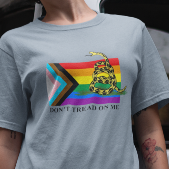 Progress Pride Flag - Don't Tread On Me - T-Shirt