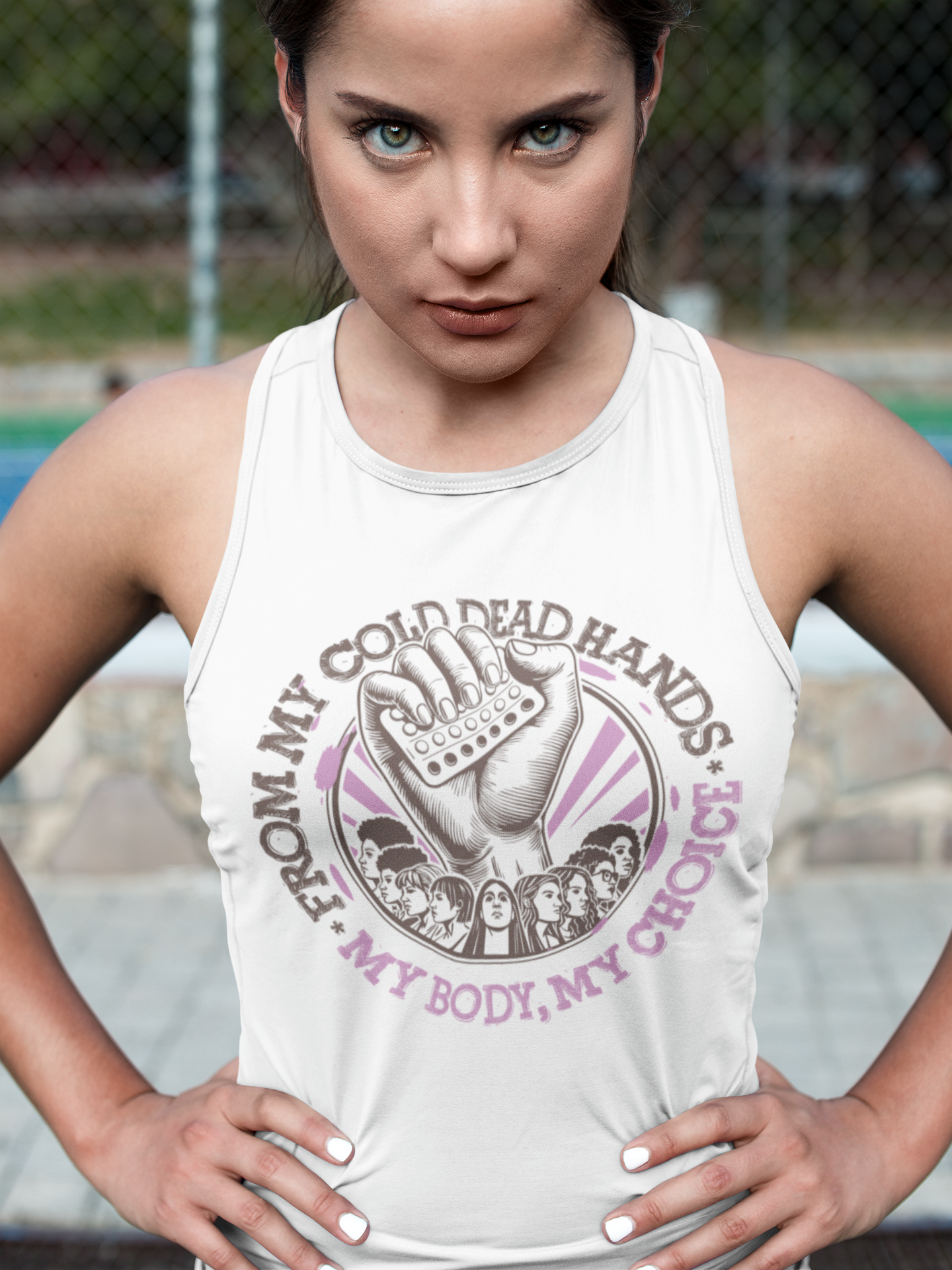 My Body My Choice Racerback Tank, Black And Purple