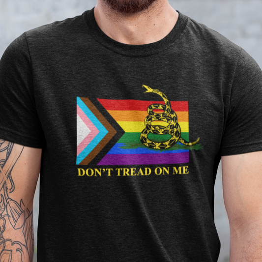 Progress Pride Flag - Don't Tread On Me - T-Shirt