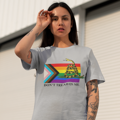 Progress Pride Flag - Don't Tread On Me - T-Shirt